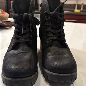 Carlos Santana Women's Black Combat Lace-Up Zip Boots Size 10